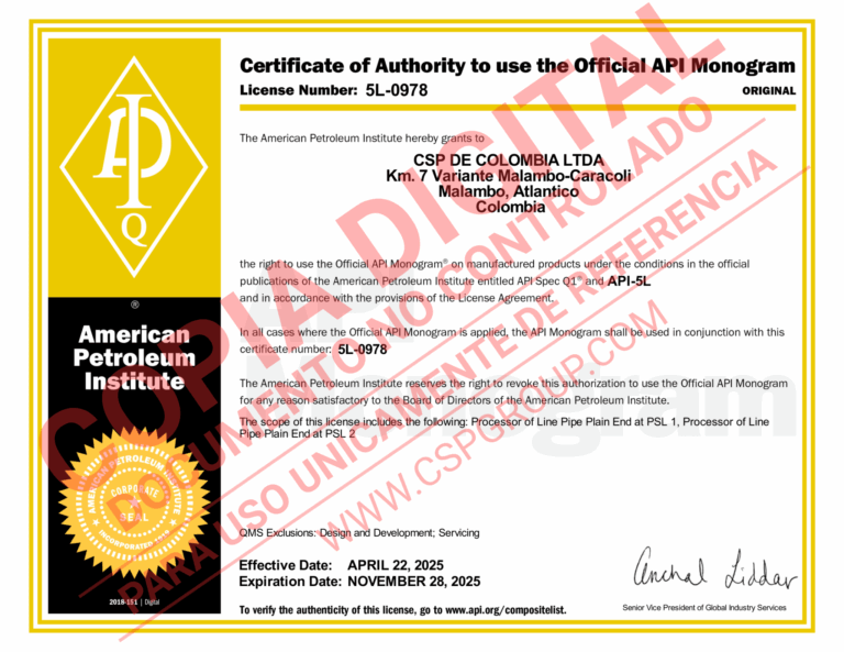 Certificado API 5L